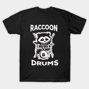 Musican Raccoon Playing Drums T-Shirt